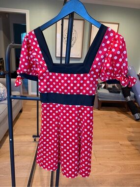 Sexy Minnie Mouse Polka Dot Dress with Black Trim